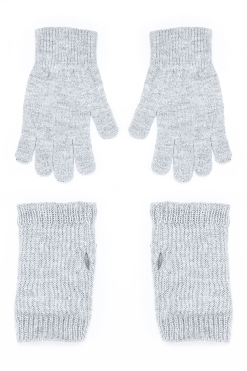 Szare dwuczęściowe rękawiczki z perełkami