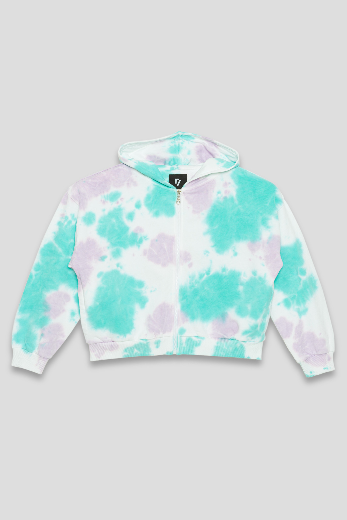 Niebieska rozpinana bluza z kapturem TIE DYE