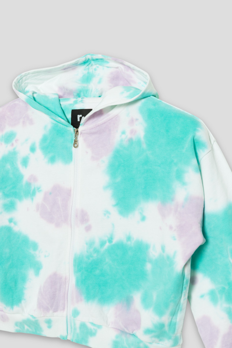 Niebieska rozpinana bluza z kapturem TIE DYE