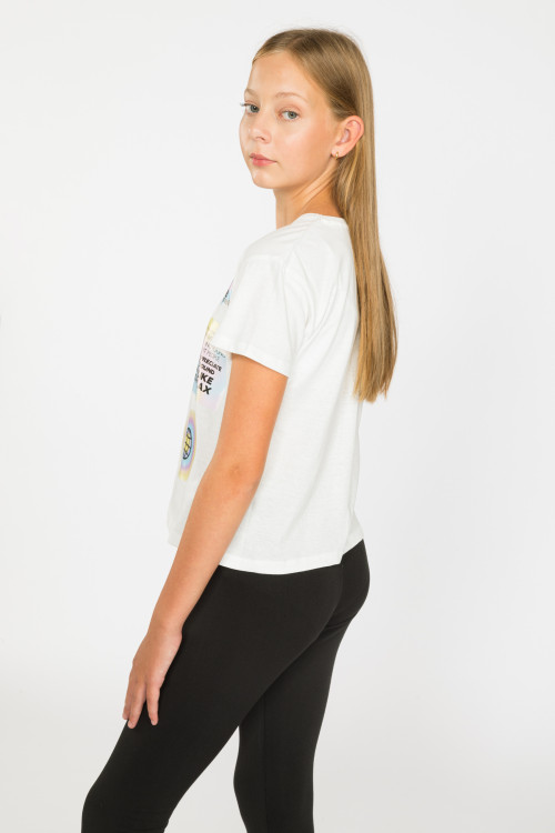 Biały t-shirt z nadrukiem SAVE YOURSELF