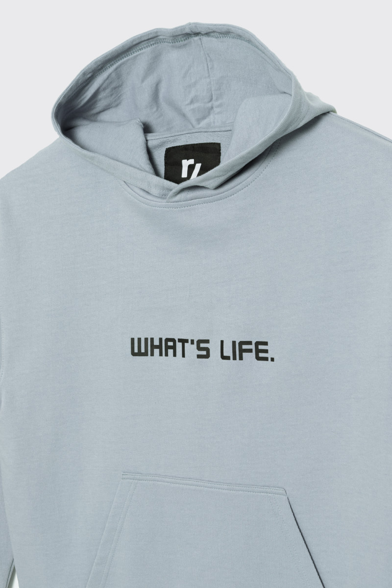 Błękitna bluza dresowa z kapturem WHAT'S LIFE