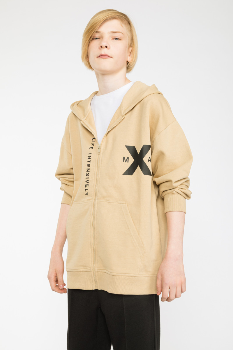 Beżowa rozpinana bluza z kapturem MAX