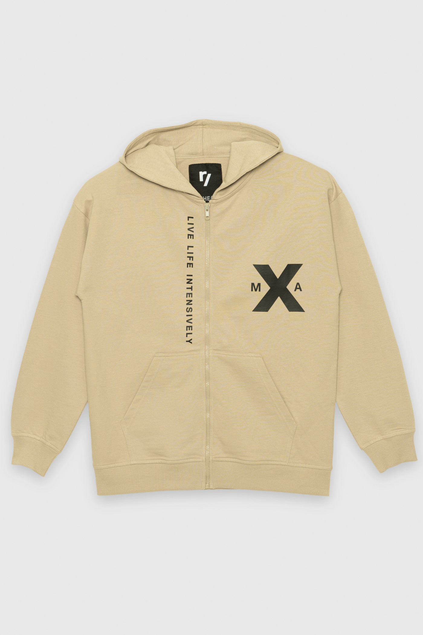 Beżowa rozpinana bluza z kapturem MAX