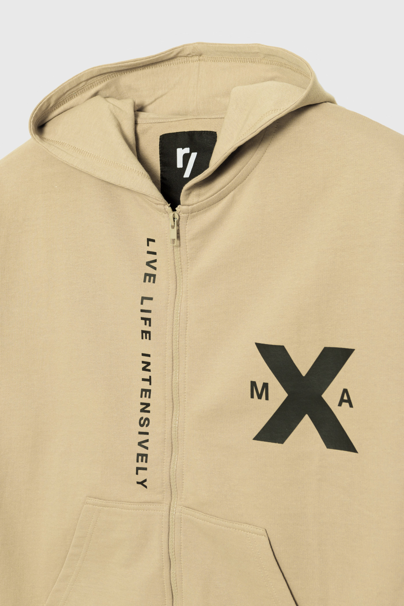 Beżowa rozpinana bluza z kapturem MAX