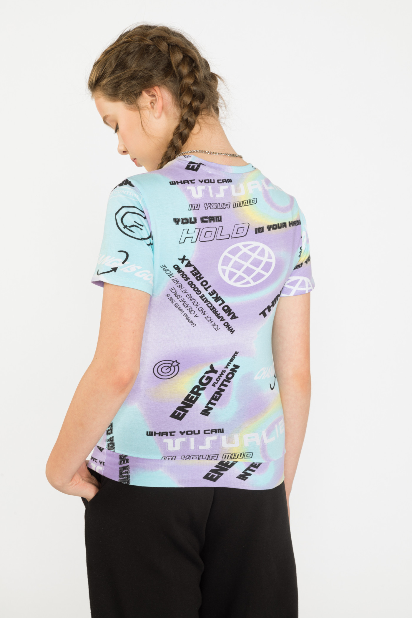 Pastelowy T-shirt ze wzorami SCIENCE