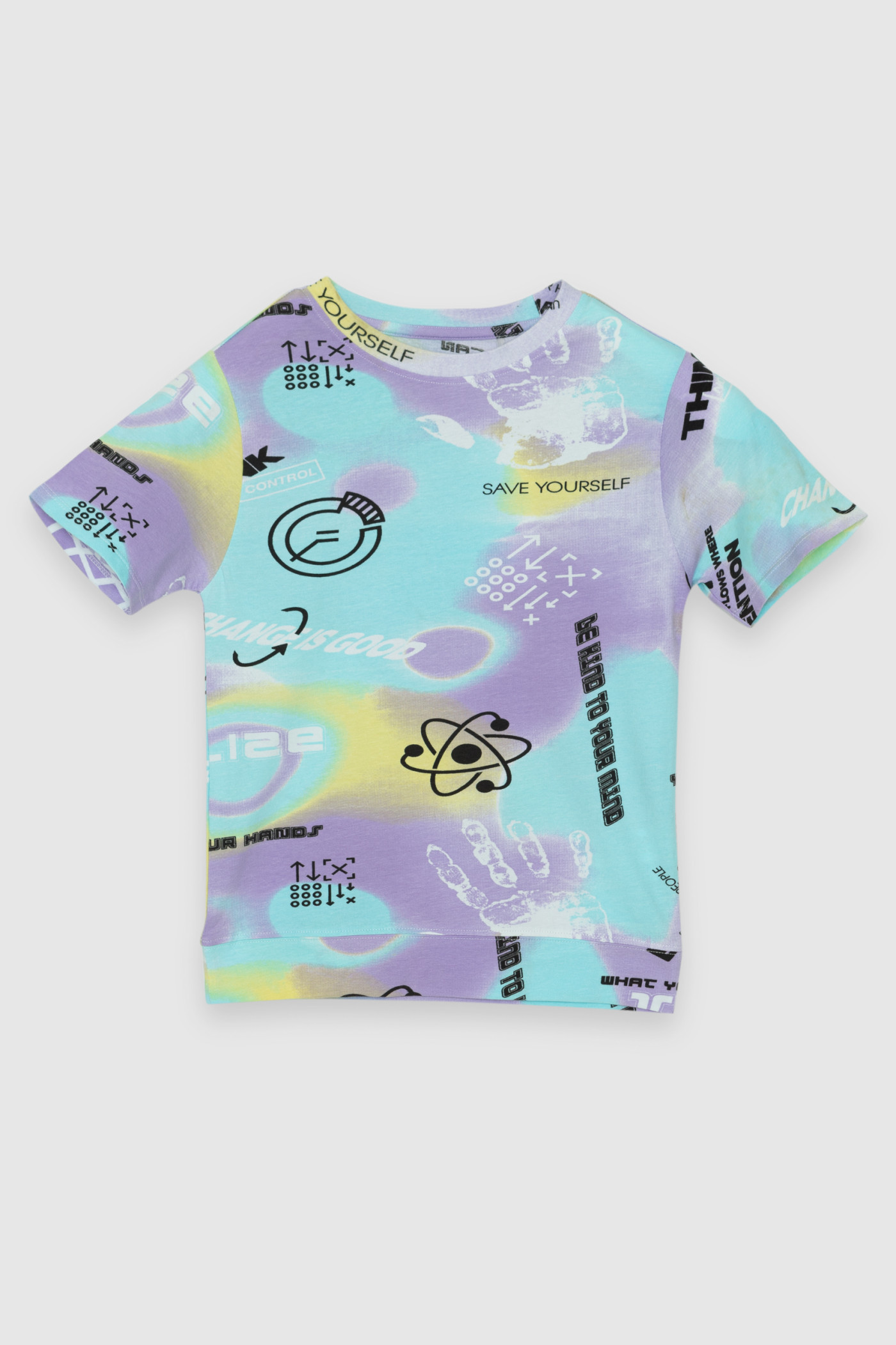 Pastelowy T-shirt ze wzorami SCIENCE
