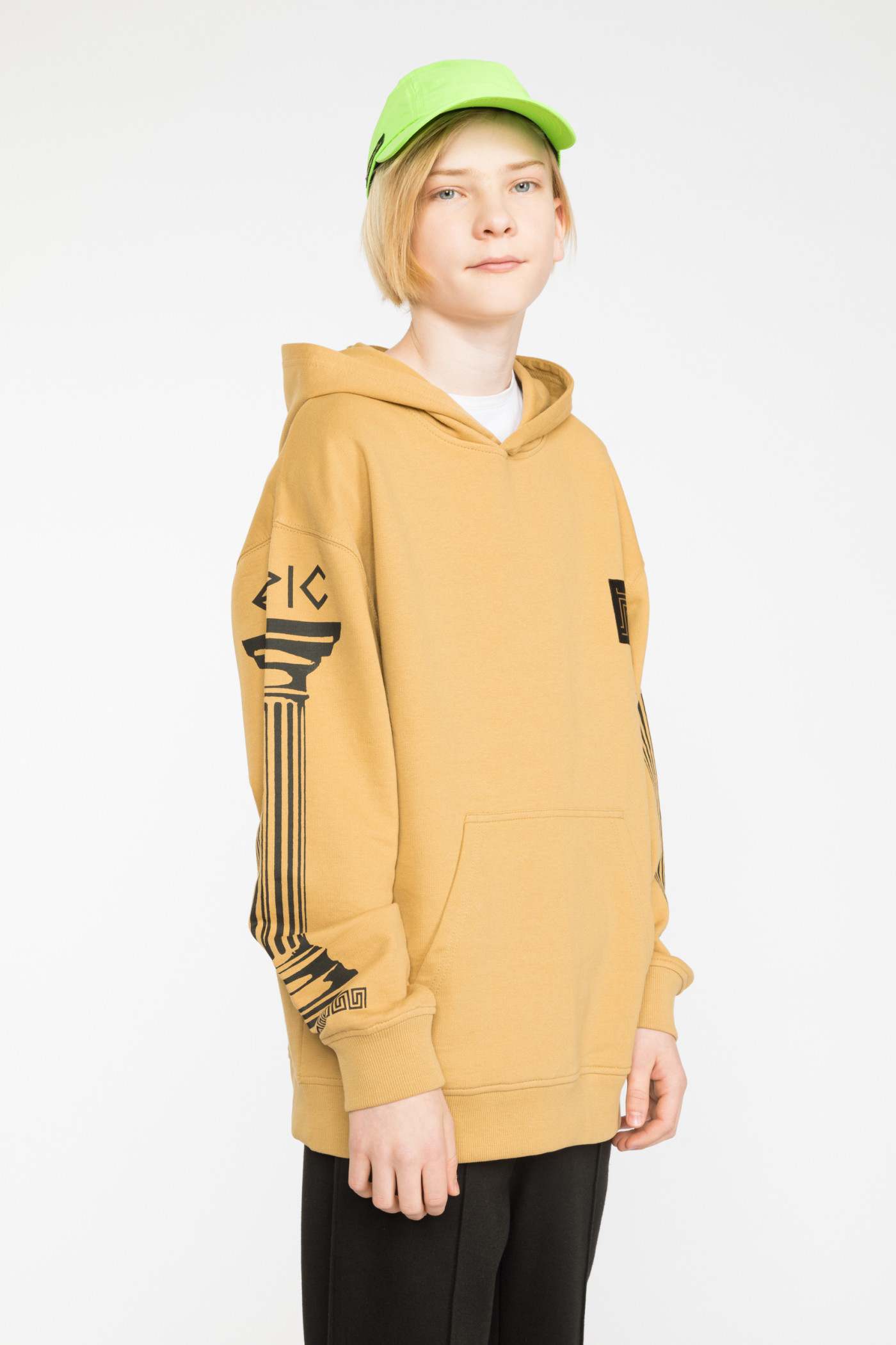 Beżowa bluza dresowa z kapturem chłopięca ANTIQUE | Reporter 