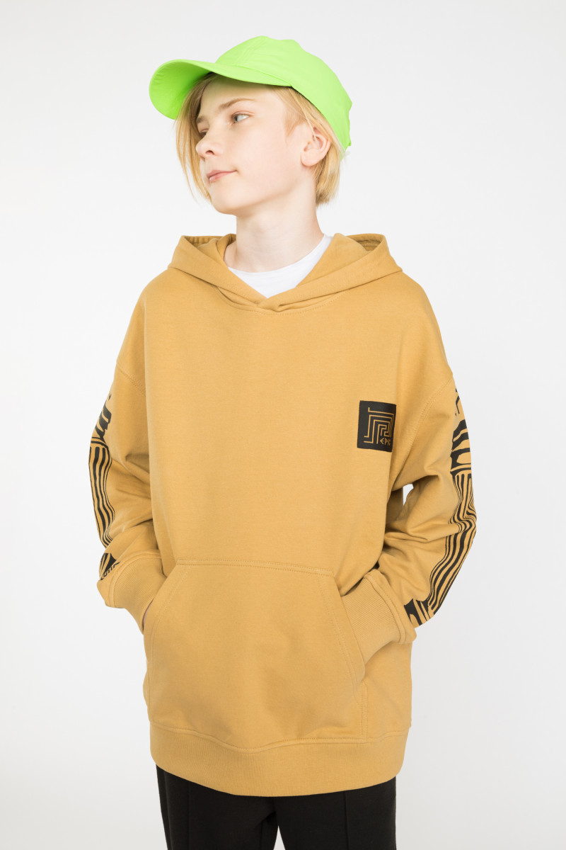 Beżowa bluza dresowa z kapturem chłopięca ANTIQUE | Reporter 