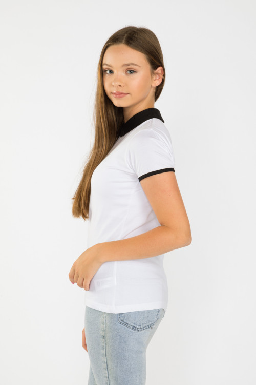 Biała bluzka z czarnymi lamówkami