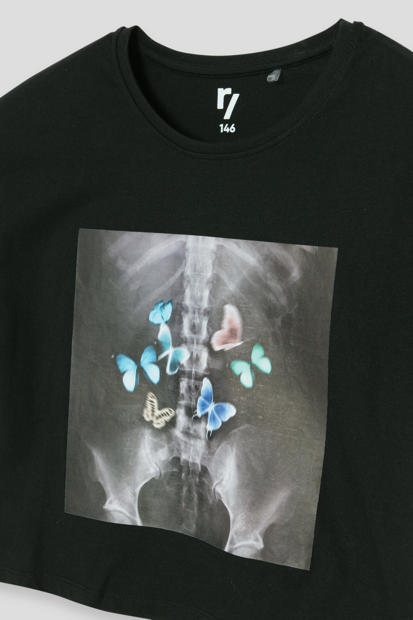 Czarny T-shirt dziewczęcy z nadrukiem RTG | Reporter 