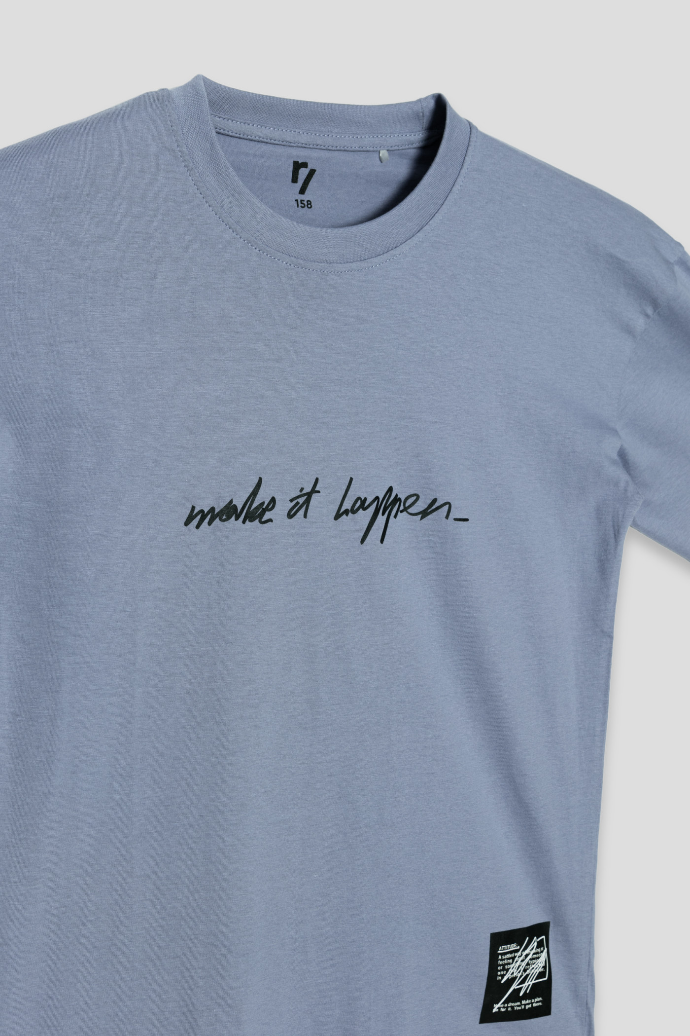 Błękitny T-shirt MAKE IT HAPPEN