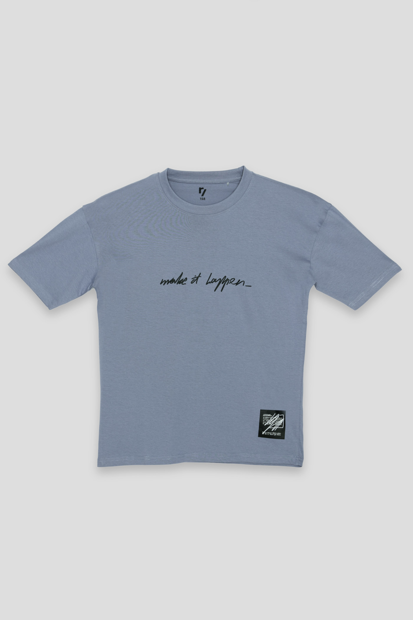 Błękitny T-shirt MAKE IT HAPPEN