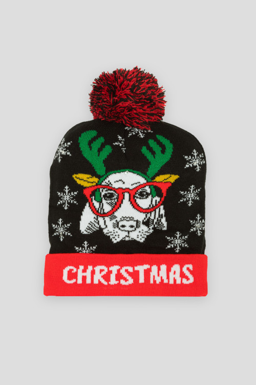 Świecąca czapka czapka świąteczna z lampkami LED