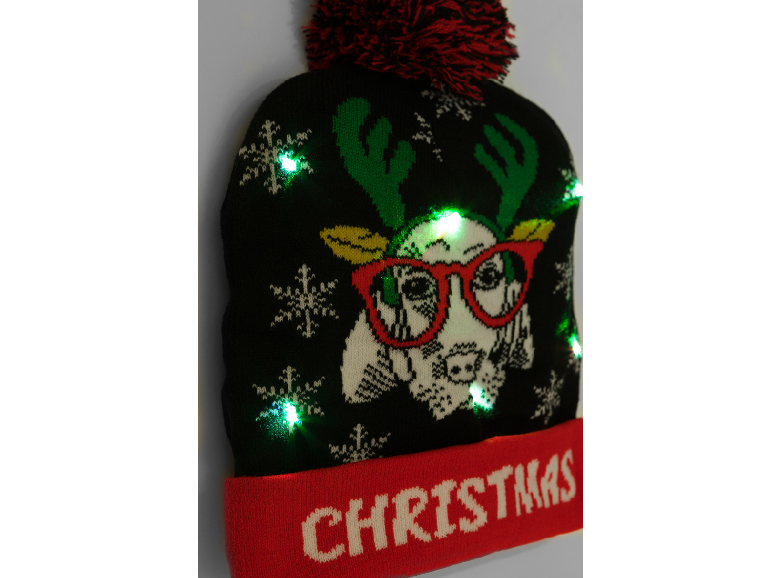 Świecąca czapka czapka świąteczna z lampkami LED