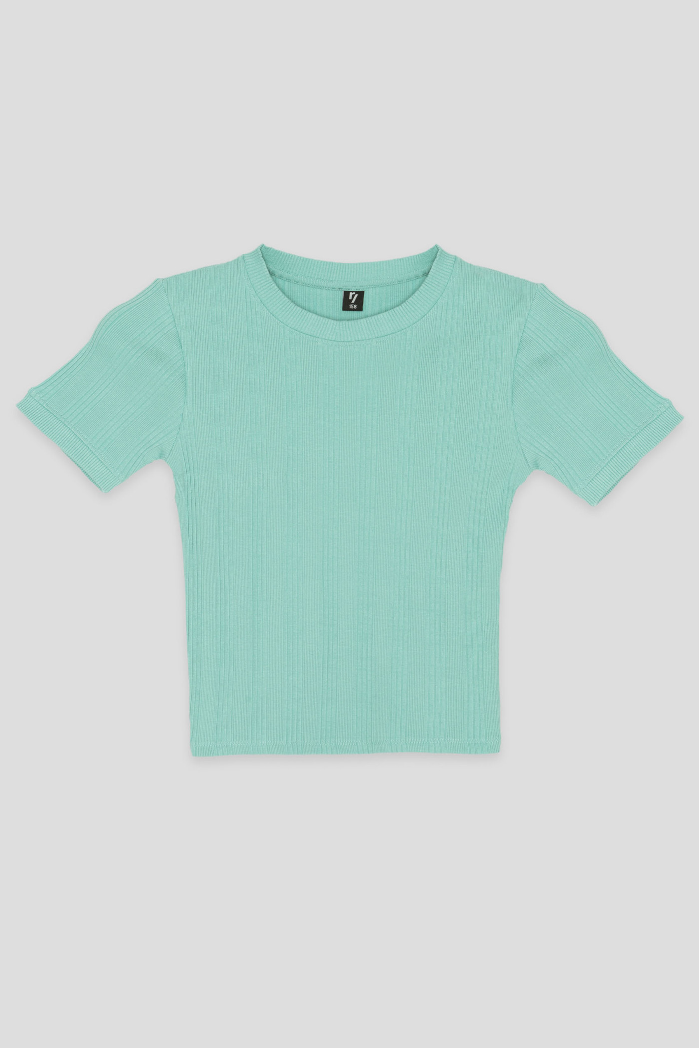 Miętowy prążkowany T-shirt