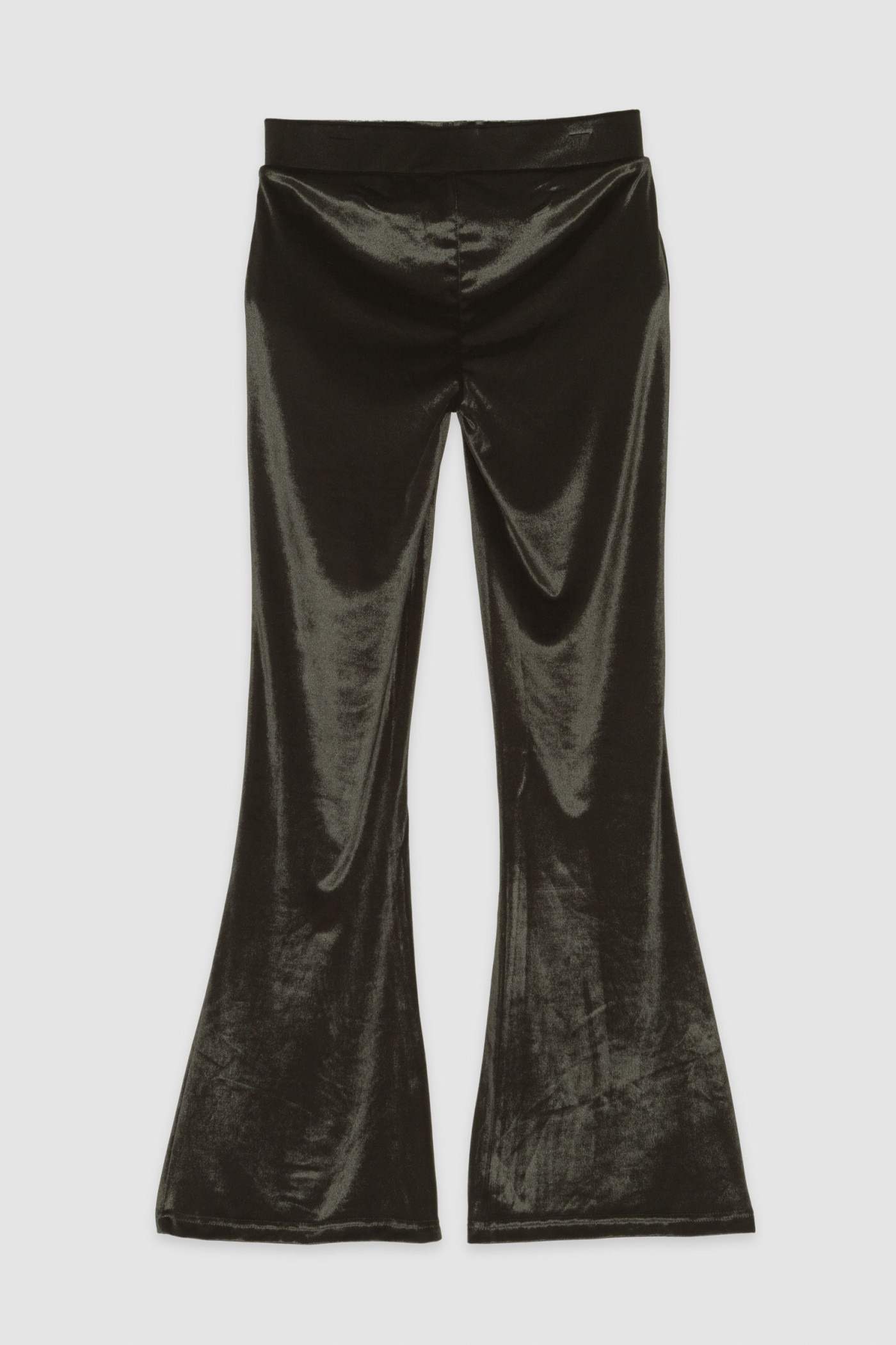 Czarne welurowe spodnie typu dzwony