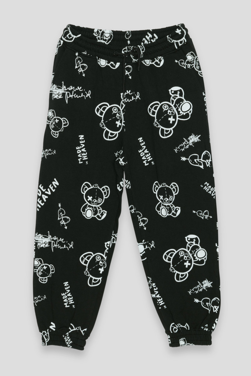 Czarne spodnie dresowe z nadrukami MADE IN HEAVEN