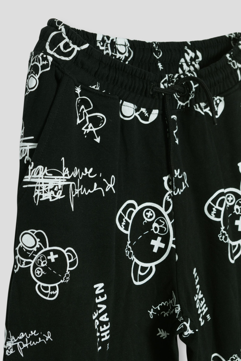 Czarne spodnie dresowe z nadrukami MADE IN HEAVEN