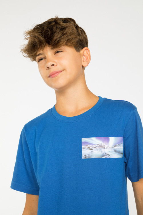 Niebieski T-shirt z odblaskiem