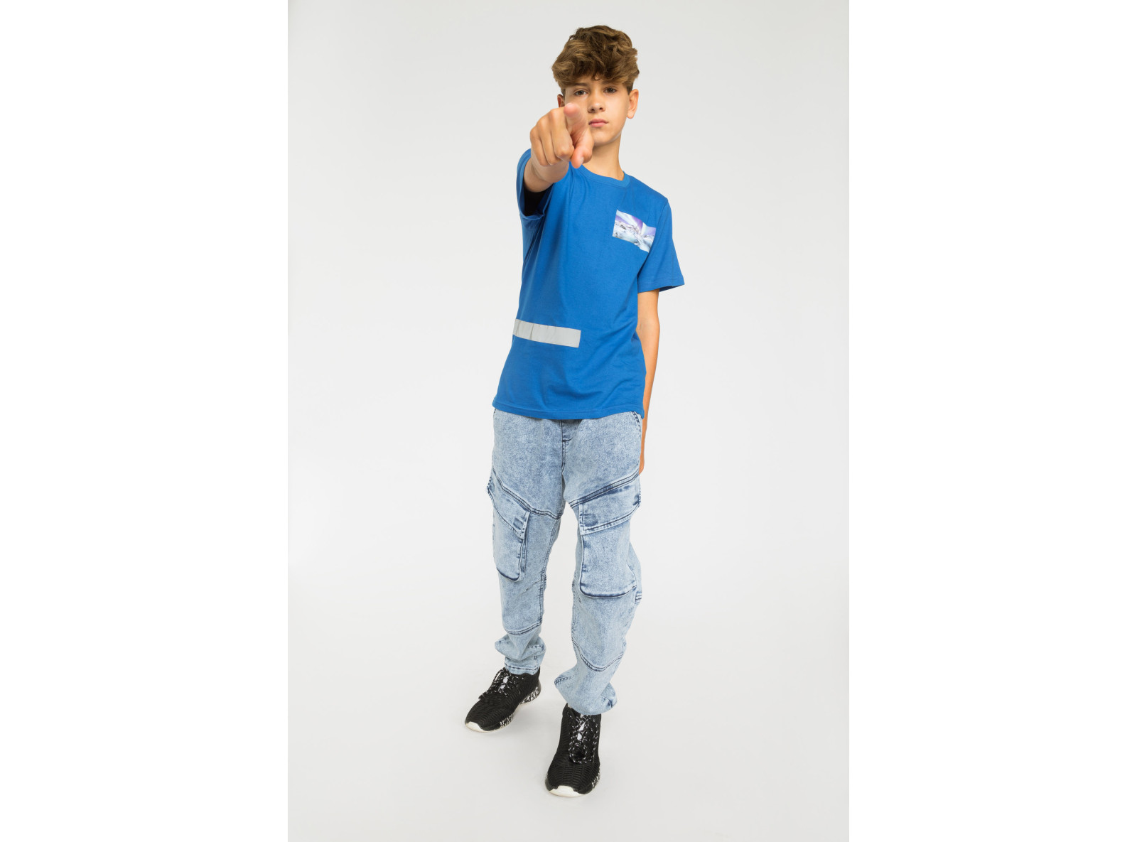 Niebieski T-shirt z odblaskiem