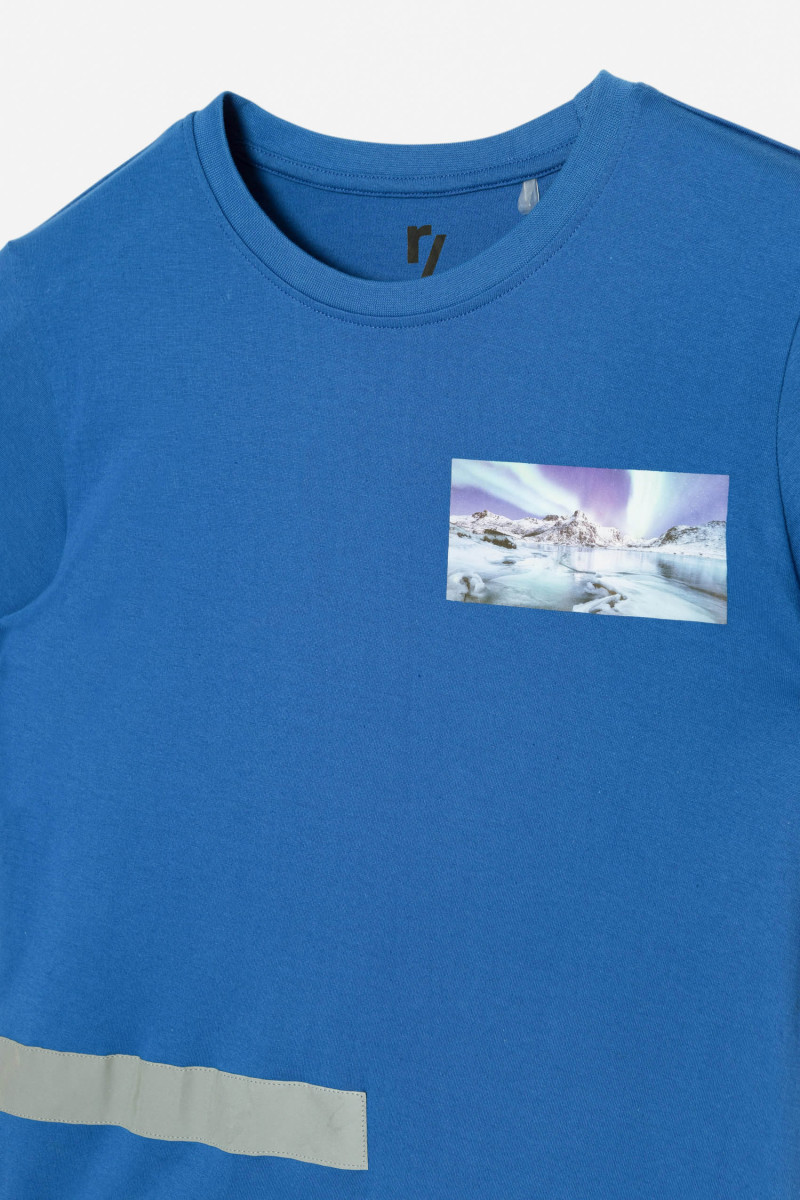 Niebieski T-shirt z odblaskiem