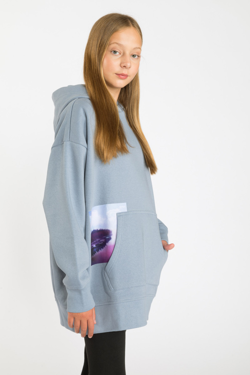 Błękitna bluza dresowa z kapturem ovsersize