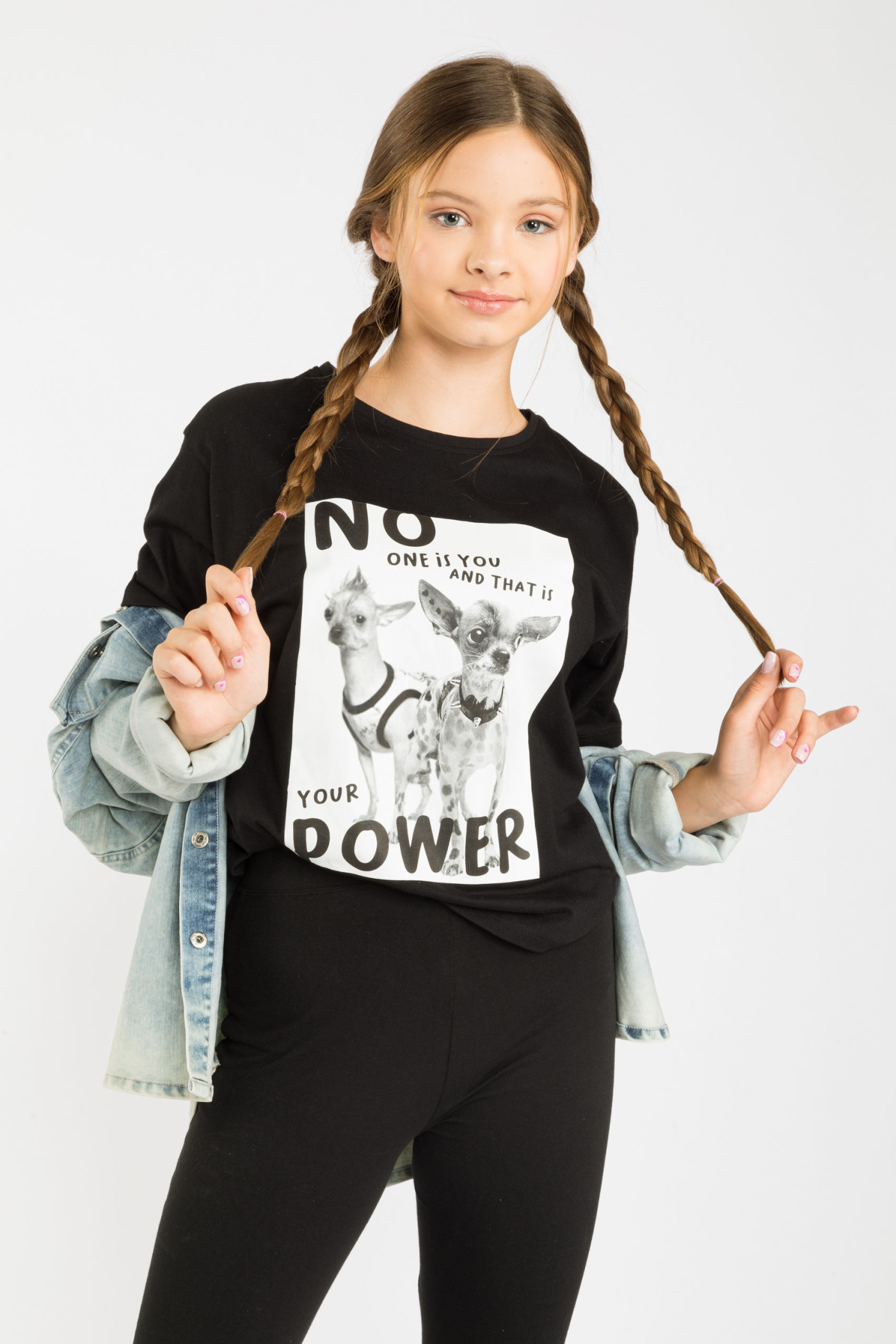 Czarny T-shirt z nadrukiem YOUR POWER