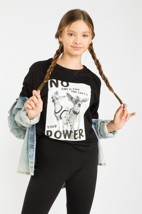 Czarny T-shirt z nadrukiem YOUR POWER