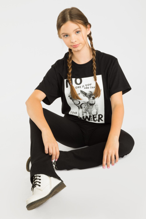 Czarny T-shirt z nadrukiem YOUR POWER