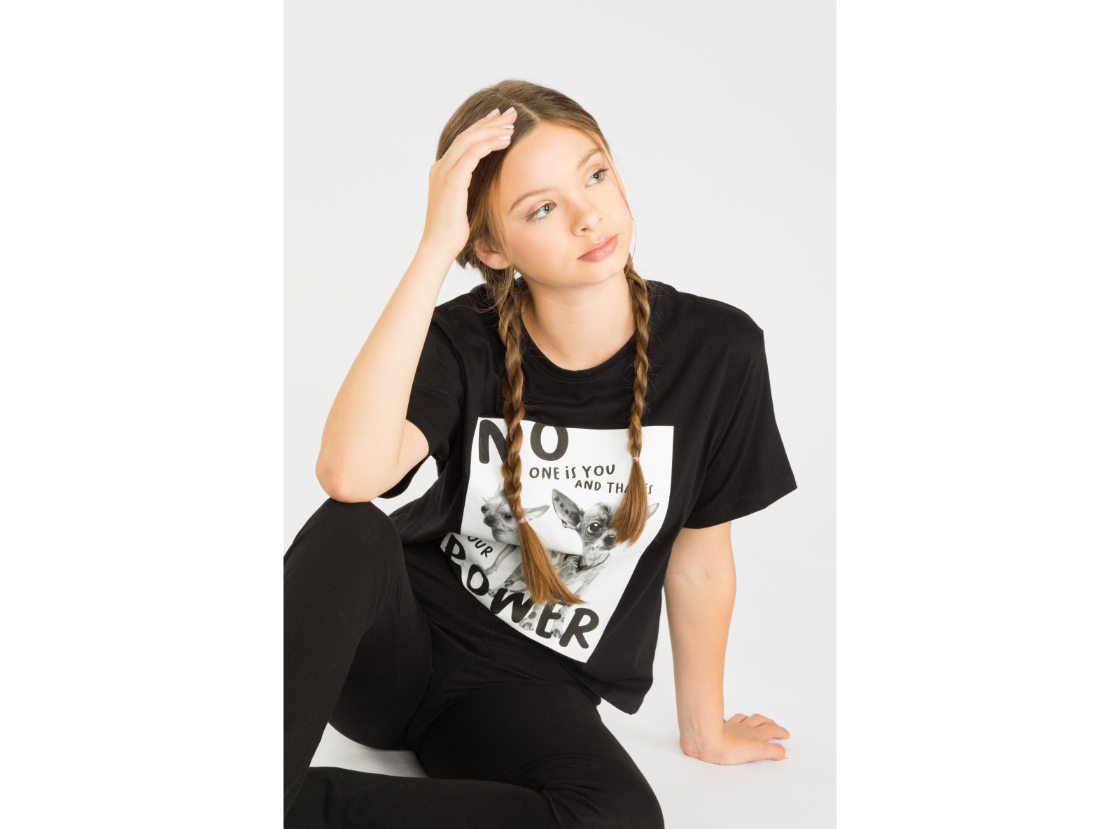 Czarny T-shirt z nadrukiem YOUR POWER