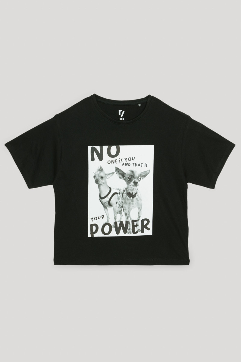Czarny T-shirt z nadrukiem YOUR POWER