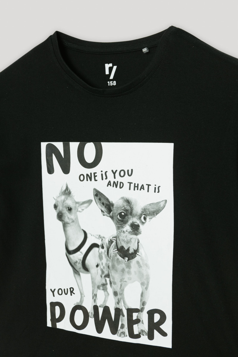 Czarny T-shirt z nadrukiem YOUR POWER