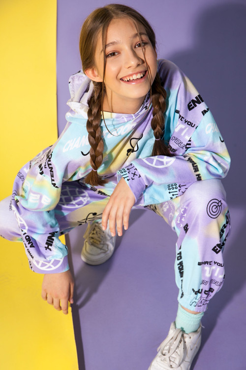 Pastelowa bluza dresowa ze wzorami SCIENCE