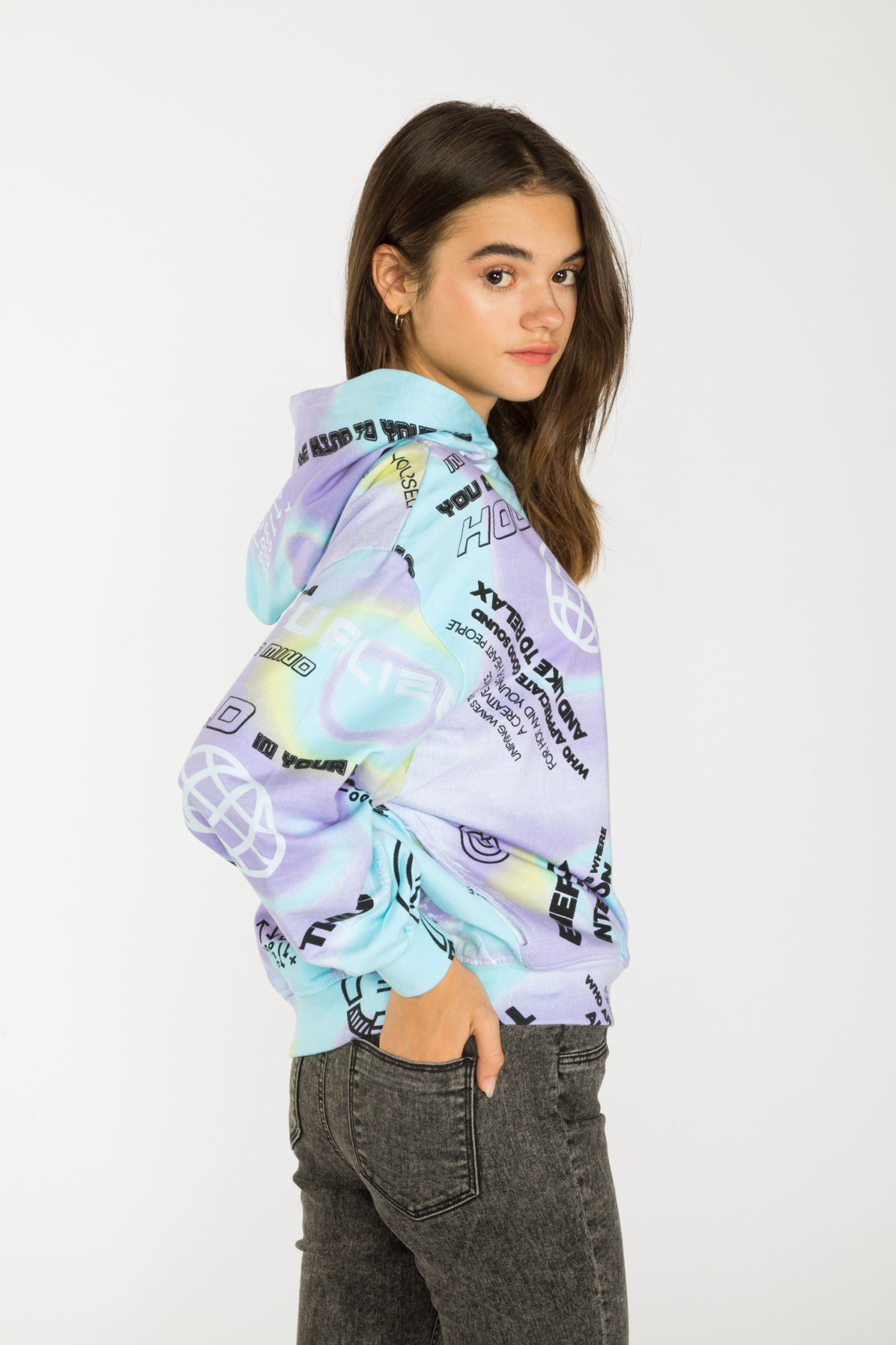 Pastelowa bluza dresowa ze wzorami SCIENCE