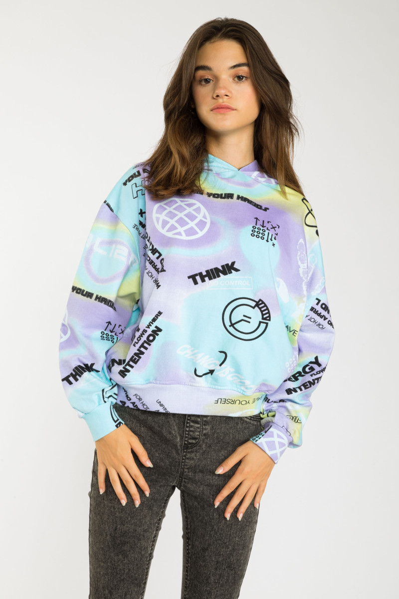 Pastelowa bluza dresowa ze wzorami SCIENCE