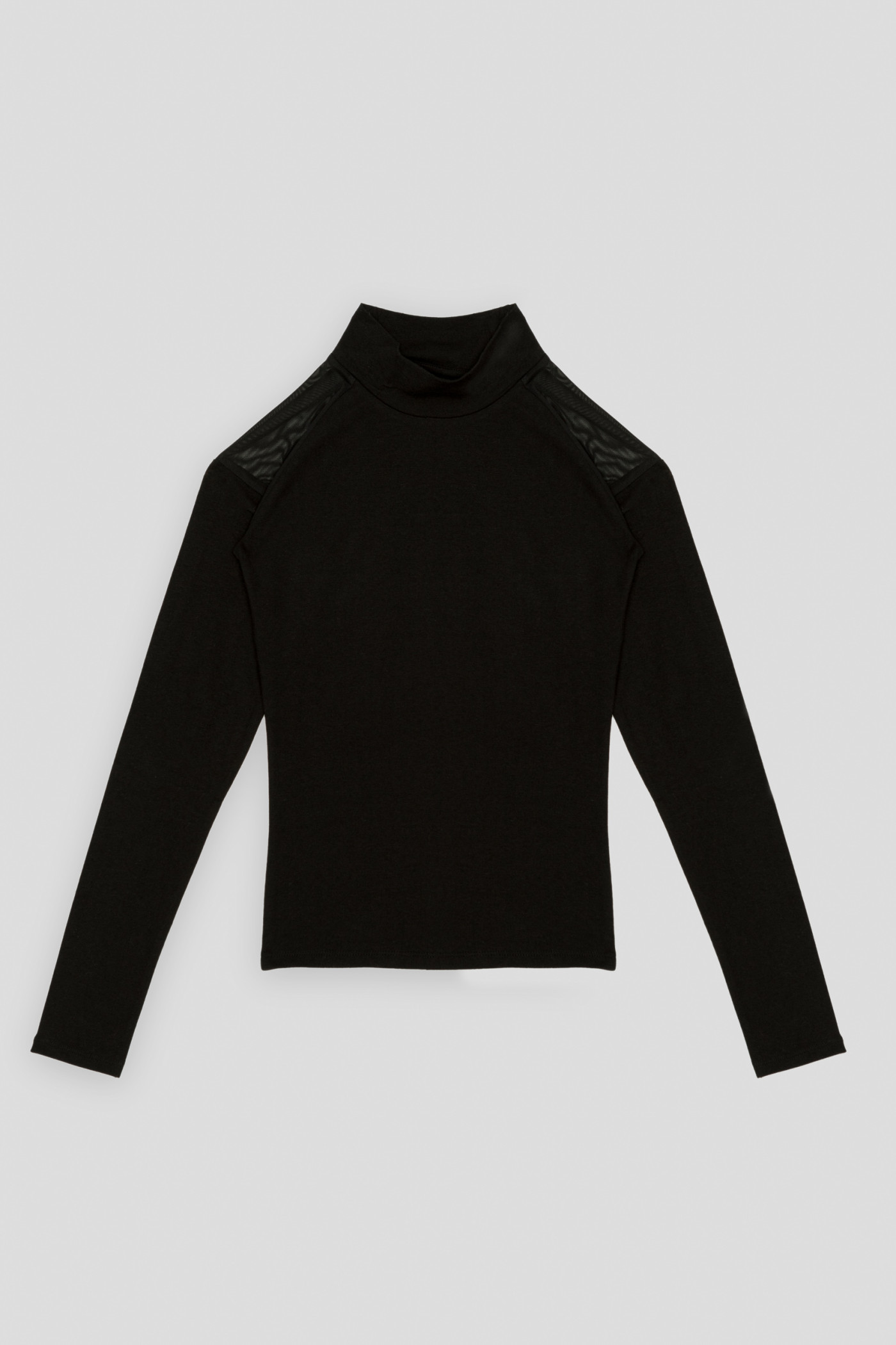 Czarny półgolf z siateczkowymi elementami