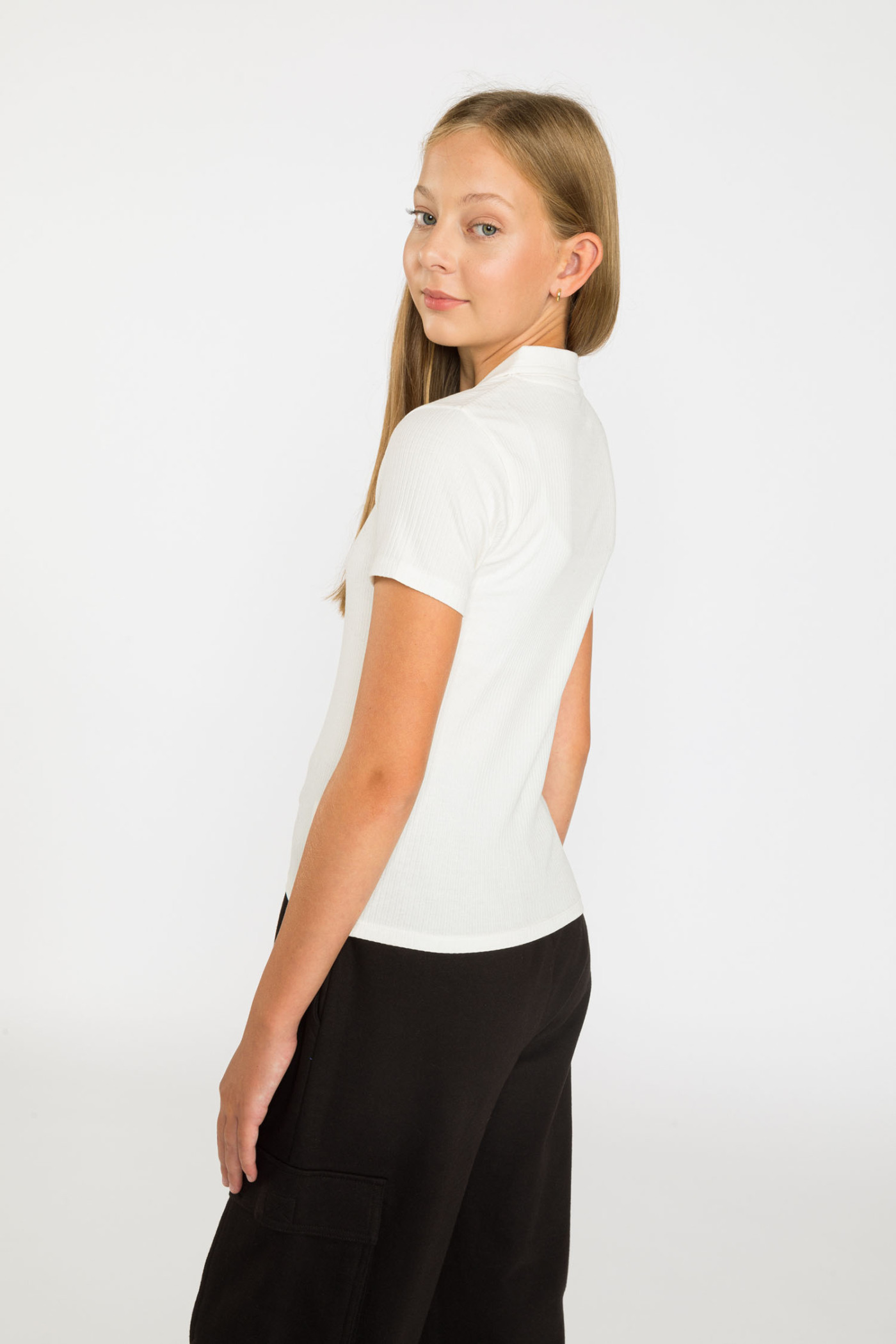 Biała bluzka dziewczęca z suwakiem | Reporter 