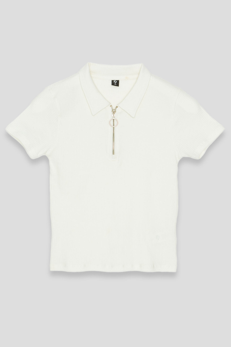 Biała bluzka dziewczęca z suwakiem | Reporter 