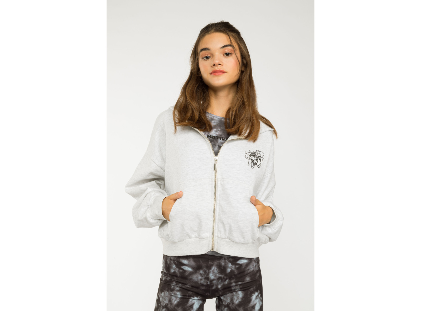 Szara bluza dresowa z kapturem MESS