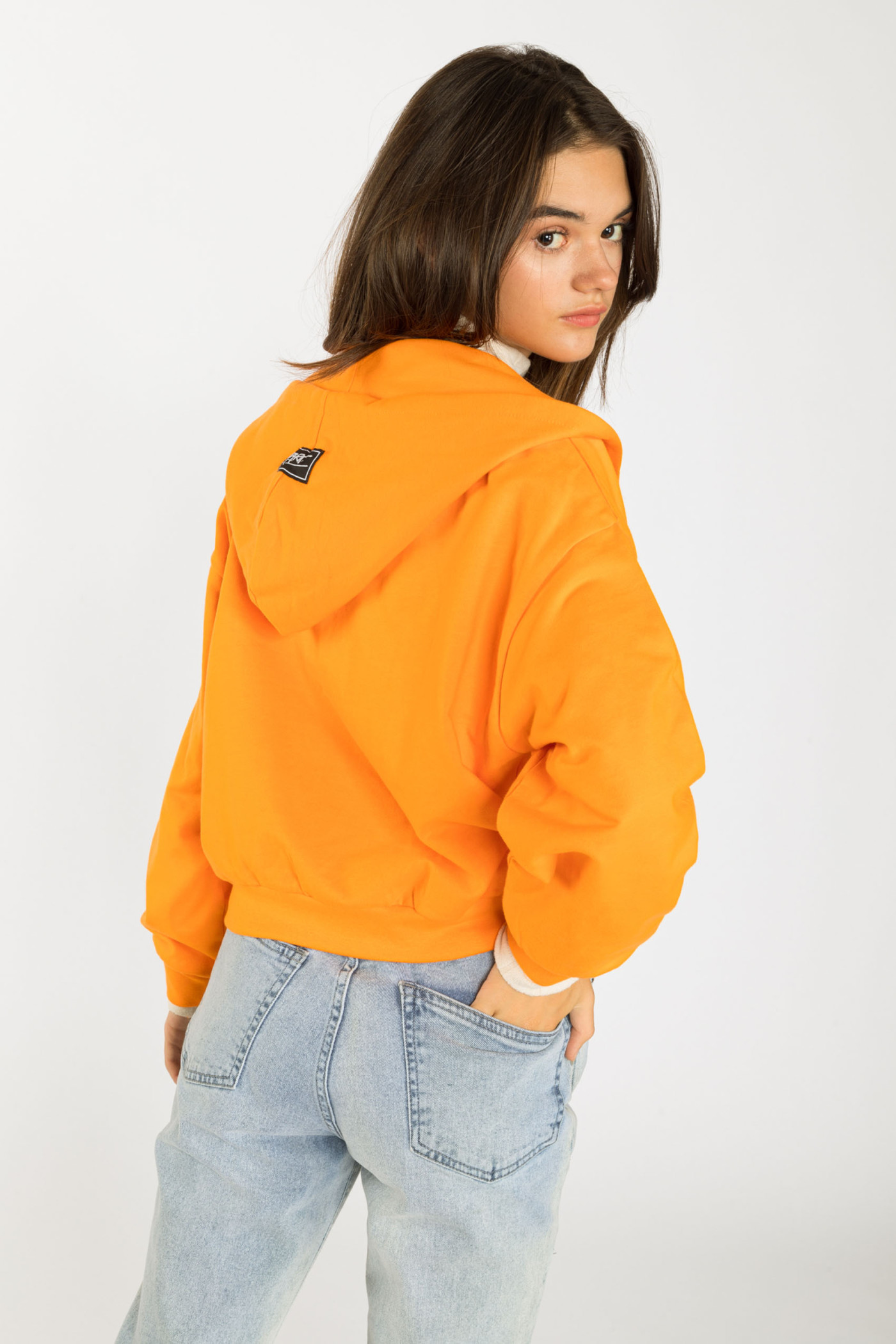 Pomarańczowa bluza dresowa z kapturem MESS