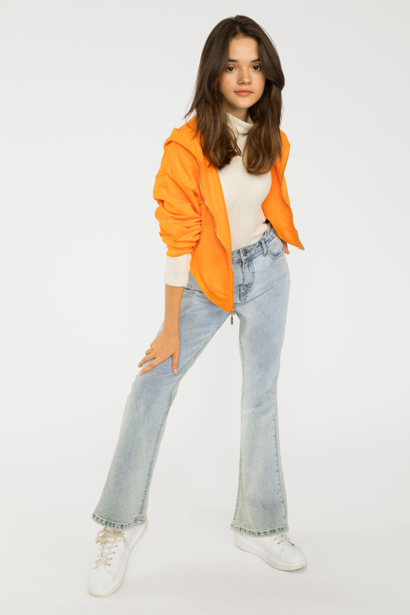 Pomarańczowa bluza dresowa z kapturem MESS