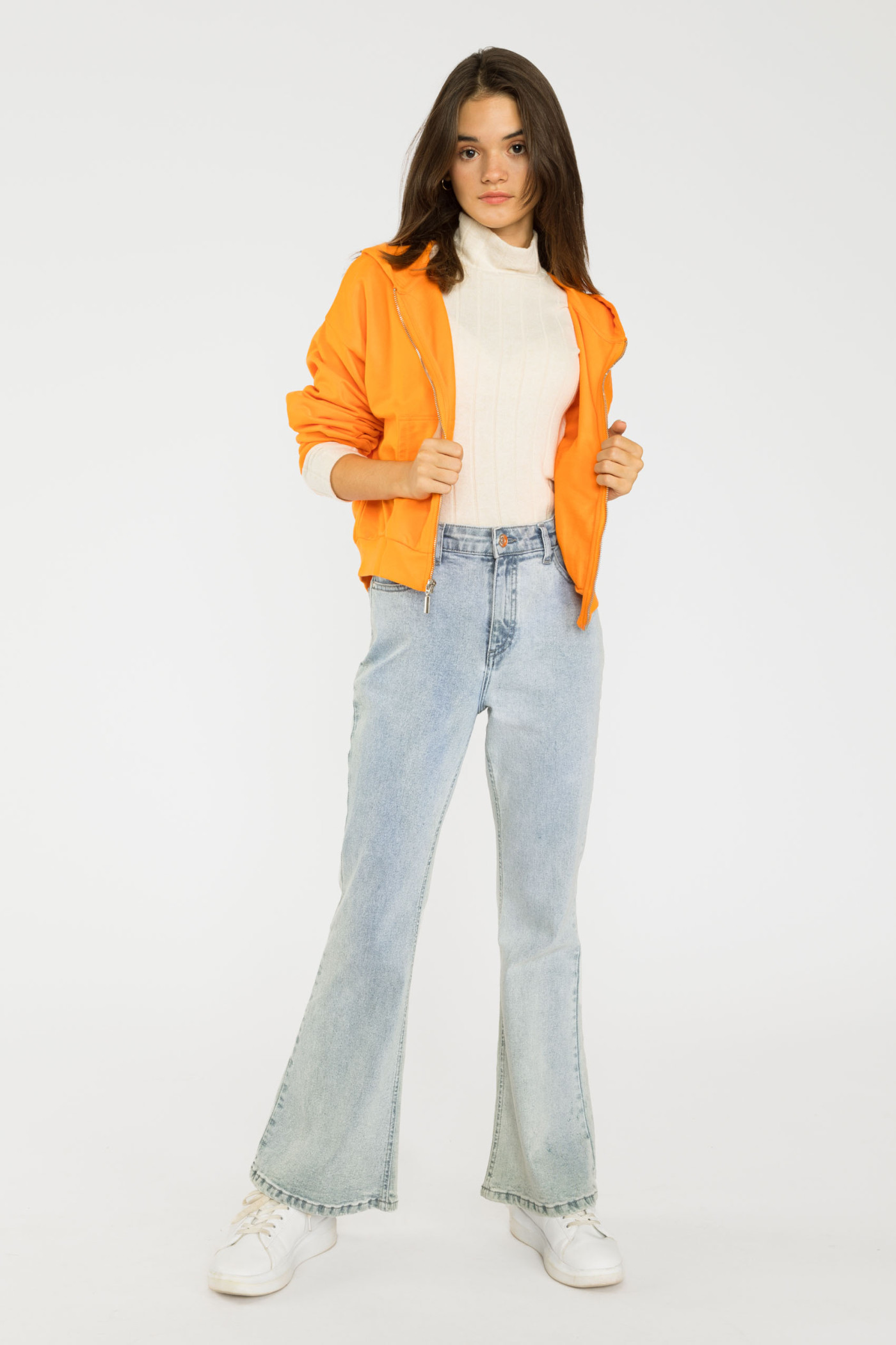 Pomarańczowa bluza dresowa z kapturem MESS