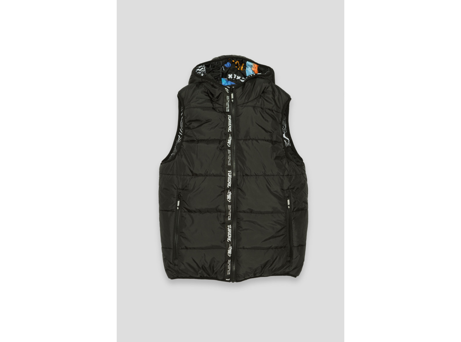 Wzorzysty pikowany dwustronny bezrękawnik DIGITAL