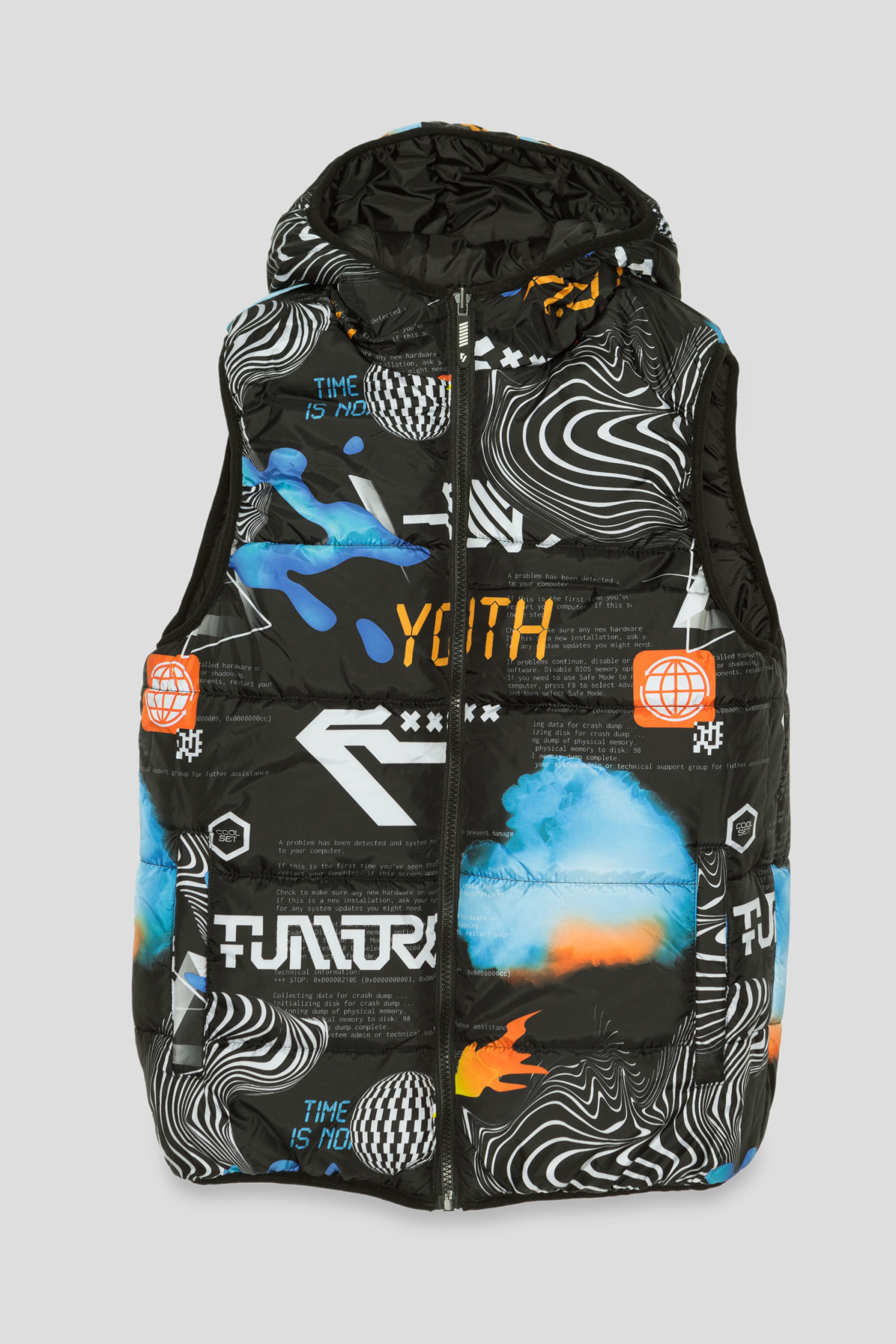 Wzorzysty pikowany dwustronny bezrękawnik DIGITAL