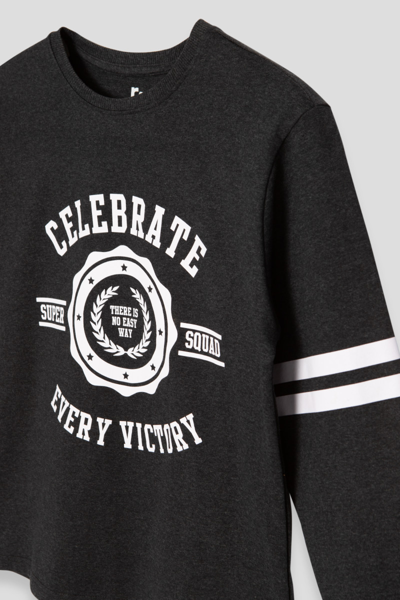 Melanżowy t-shirt z długim rękawem z nadrukami