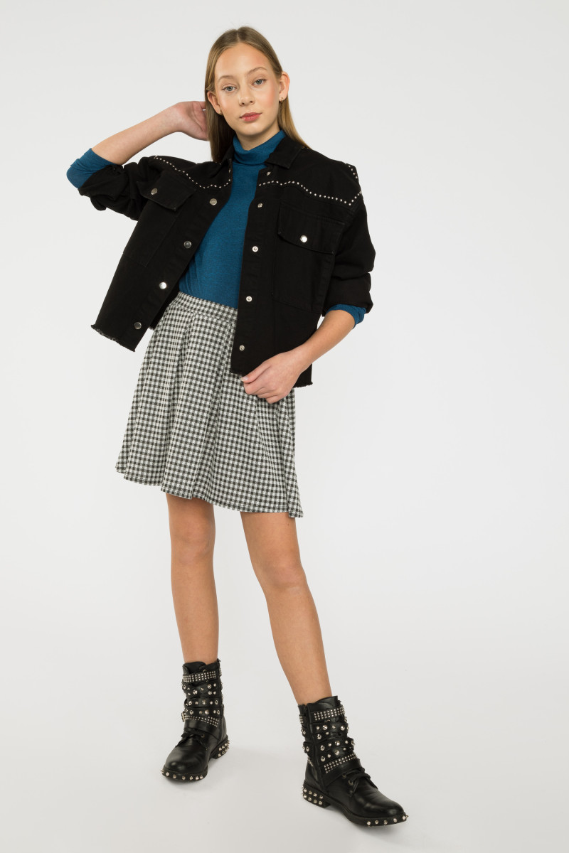 Morski prążkowany golf z długim rękawem, morski