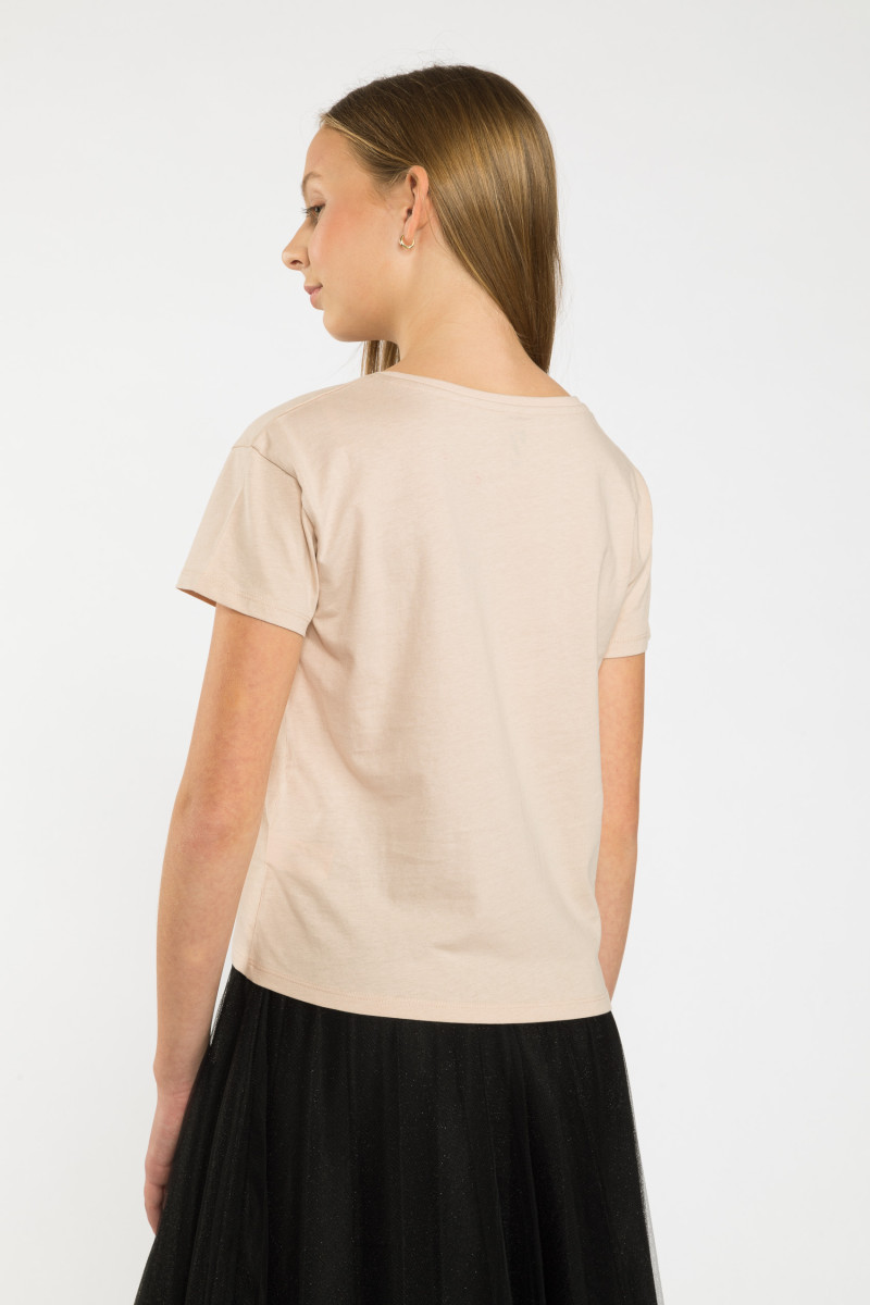 Kremowy T-shirt z nadrukiem