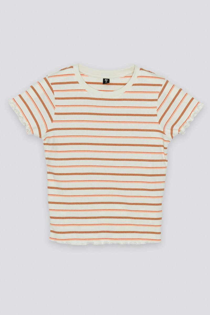 Biały prążkowany T-shirt w paski