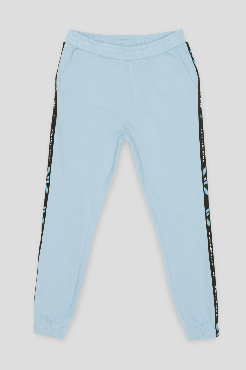 Błękitne spodnie dresowe z lampasami
