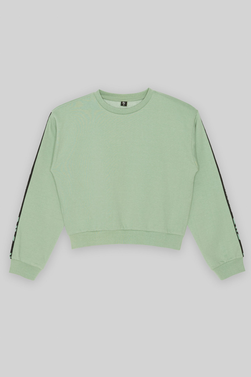 Pistacjowa bluza dresowa z lampasami